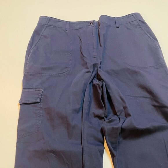 NWT Talbots Pant Trouesr High Waist Straight Leg Cargo Cropped Navy Blue Utility - Picture 3 of 14